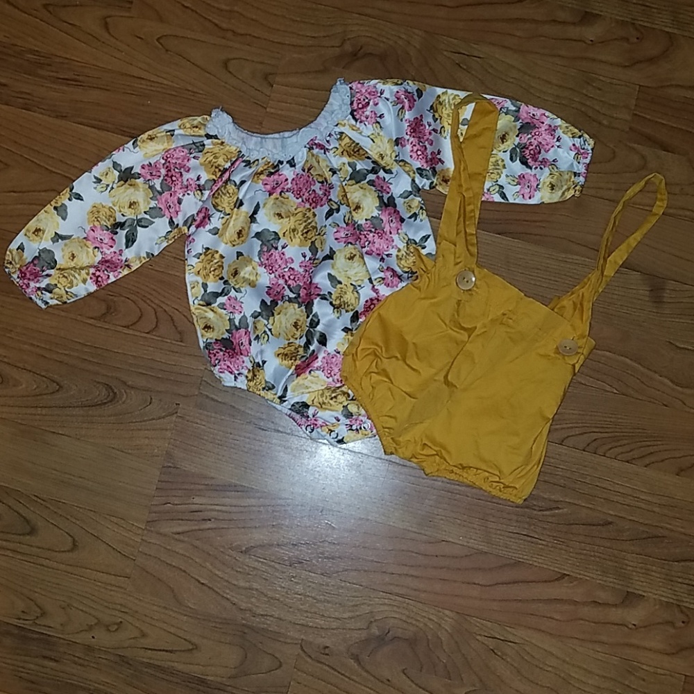 Baby Floral onesie suspender bottom outfit
